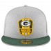 Men's Green Bay Packers New Era Heather Gray/Green 2018 NFL Sideline Road Official 59FIFTY Fitted Hat 3058404